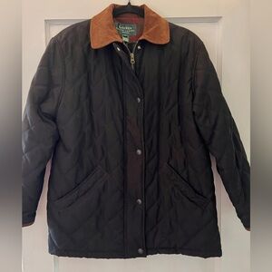 Vintage Ralph Lauren Quilted Jacket Suede Collar Plaid Lined Petite 6P